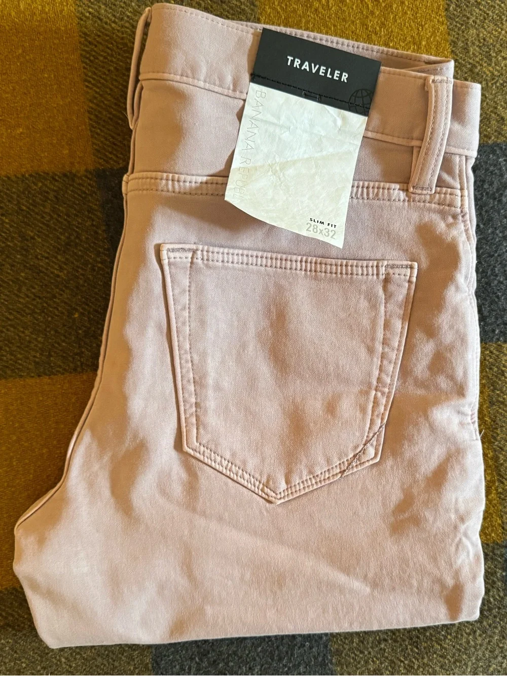 Banana Republic Travelers Super Comfortable Stretch Slim Fit Pant in Pale Pink